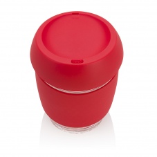 Joco glass reusable colourful coffee cup in red